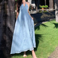 French-style Halter Strap Dress For Summer