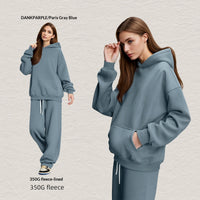 Men's Hooded Sweatshirt Fleece-lined Loose Sweatshirt Set