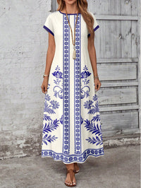 Printed Short-sleeve Crew-neck Dress Women's Clothing