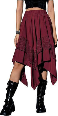 Renaissance-style Pleated Half-skirt With Asymmetrical Pointed Hem Ethereal And Fairy-like
