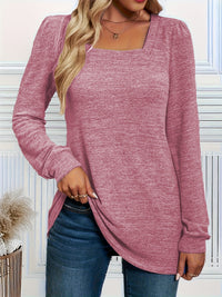 Plus-size Women's Casual And Fashionable Square-neck Long-sleeve Top