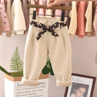 Cotton padded little girl slacks