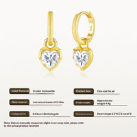 925 Sterling Silver Gold-Plated 1-Carat Heart Earrings