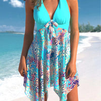 New Women's Printed Belly Covered Conservative One-piece Swimsuit