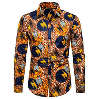 Men's Long-sleeved Shirt Ethnic Print Slim Fit