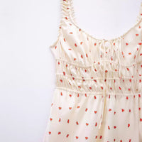 Summer Printed Silk-Satin Bow-Embellished Slip Dress
