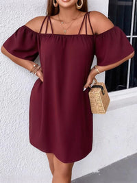 European And American Women's Solid-Color Off-Shoulder Fashion Dress