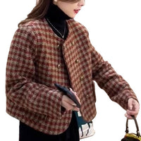 Grid Petite Fashion Casual Versatile Short Jacket