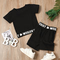 Sports Style Letter Short Sleeve Two-piece Set