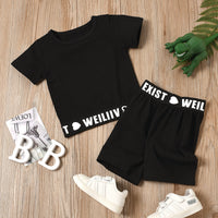 Sports Style Letter Short Sleeve Two-piece Set