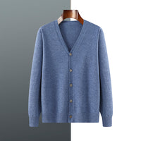 V-neck Knitted Cardigan Coat Men's Andy Velvet Long Sleeve