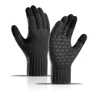 Winter Plus Velvet Thick Alpaca Knitted Wool Riding Touch Screen Gloves