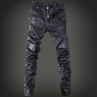 Men's leather pants tide locomotive popular foot pants