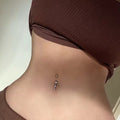 Stainless Steel Navel Stud Cross Diamond Belly Ring Human Body Puncture Navel Buckle