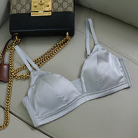 Silk Satin Glossy Thin Bra Wireless Underwear