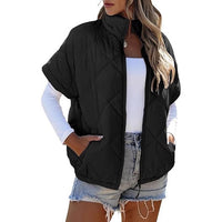 Casual Pocket Zipper Diamond Lattice Warm Jacket