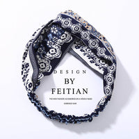 Fabric cross-knotted bow chiffon floral headband