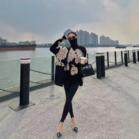 Three-dimensional Flower Jacquard Turtleneck Retro Loose Knitted Sweater