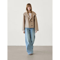 Wool Blend Turtleneck Coat Single Breasted Casual