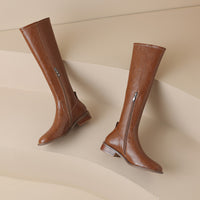 Women's Round-toe Mid-heel Knee-high Riding Boots