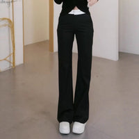 Heavyweight Straight-leg Black Casual Pants With A Relaxed Draped Fit