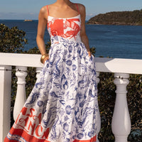 Printed Fashionable Sweet Strap Dress For Women