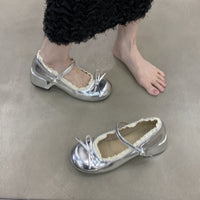 Womens French Lace Bow Mary Jane Shoes