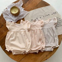 Children's Clothing Boys And Girls Plaid One-piece Romper