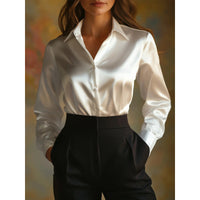 Casual Relaxed Fit Button Up Womens Blouse