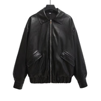 Women's Simple Imitation Leather Baggy Coat