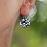 Fashion Retro French Glass Bird Earrings Alloy Iron Stud Earrings