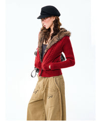 Fleece-lined American-style Hottie Slim-fit Short Coat Sweater
