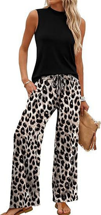 European And American-style Slim-fit Printed Casual Set