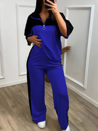 Womens Color-Block Minimalist Casual Chic Sportswear Set