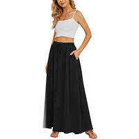 Large Swing Tight Waist Lace Printing Double Pocket Women's High Waist Skirt