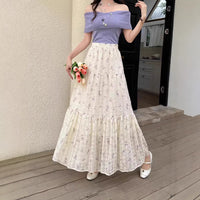Thin Highwaisted Flattering Floral Midi Skirt For Women