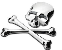 Car Personality Metal Skull Logo Wansan Harley Skull Sticker Car