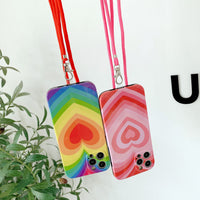 Diagonal Mobile Phone Case Net Red Love Lanyard Soft