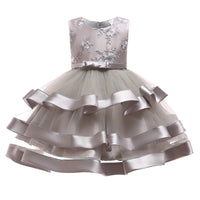 Girls Multi-Layer Puff Sleeveless Embroidered Show Dress Skirt