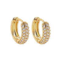 Fashionable Light-luxury Fully Diamond-encrusted Copper-plated Oval Earrings For Women