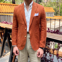 Men's Two-row Thin Casual Suit Half Lining Slim Fit