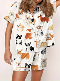 Cardigan Pajamas With Short Sleeves Cozy Casual Loungewear Set