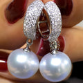 Baroque-style Pearl And Zircon Earrings For Women