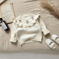 Autumn Winter Baby Long Sleeve Lace Collar Knitted Tops Children's Clothing