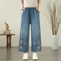 Embroidered Butterfly Loose Denim Jeans Women's
