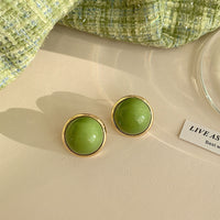Retro Avocado-green Stud Earrings That Look Elegant And Brighten The Complexion