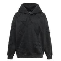 Butterfly Affixed Cloth Embroidered Hooded Sweater Men's Autumn