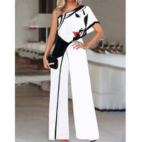 Women's Slimming Printed Fashion Color Contrast Jumpsuit