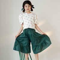 Korean Version Of Morandi Culottes Set Women's Big Kids Casual Pants Set