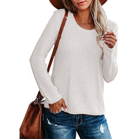 Loose Solid Color Knitted Bottoming Shirt For Women
